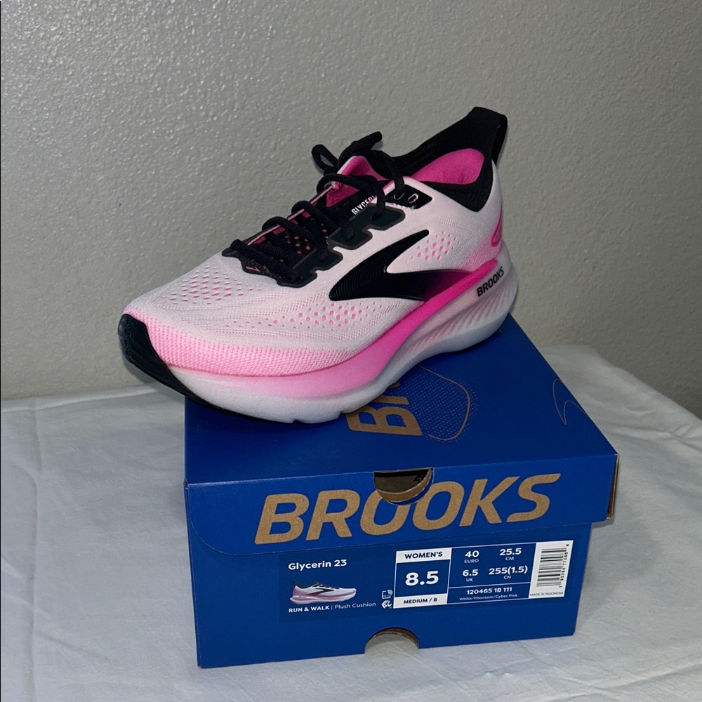 Brooks Women's Pink Black White Glycerin Running Shoe